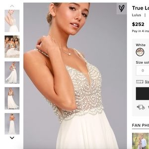 NWT True Love White Beaded Rhinestone Maxi Dress